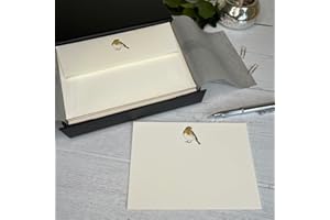 Wagtail Designs Notelets con una ilustración de Robin en una preciosa caja negra con cinta (paquete de 20 notelets y sobres)