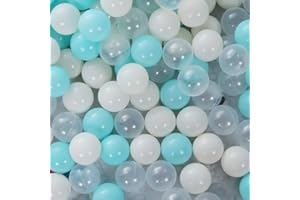 PlayMaty 100 Stück Bunte Pit Bälle ohne Phthalate und BPA aus Crush-Proof-Stress-Bällen für Kinder-Spielhaus-Pool Ball Pit Zubehör, 2,16 Zoll (100 Bälle-Blau)