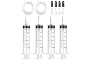 M4CQSBLE 4 Stück 60ML Spritze,3ML-550ML Wiederverwendbare Spritze, Dosierspritze Ohne Nadel, Werkzeuge für Flüssigkeitsmaß Spritzen, Futterspritze, für Labor,Tierfütterung, Pflanzenbewässerung