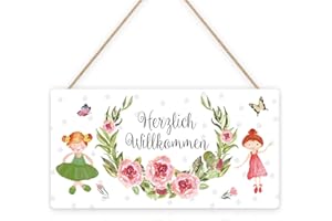 HPNIUB Willkommen Zuhause Zeichen,Herzlich Willkommen Hölzerne tür Zeichen, Haustür Deko,Lovely Garden Dekoration, (BxH) 29x15cm,Türkranz Herbst Wohnzimmer Esszimmer Dekoration