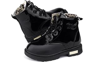 dinimigi Kinder Boots Mädchen Stiefel Rutschfeste Winter Boots Baby Schneestiefel Warm Gefüttert Reißverschluss Komfortabel Halbstiefel Schnürstiefel Mode Lederstiefel EU21-37