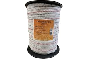 Llampec Hilo Pastor Eléctrico 200 m x 40 mm Para Caracoles – Cinta 9 Conductores Acero Inoxidable – Alta Conductividad y Resistencia UV – Cable Valla Eléctrica para Caracoles – Bobina Pastor
