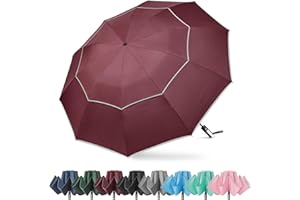 G4Free 62 Inch Großer Taschenschirm & Golfschirm, Doppelter Baldachin,10 Rippen,Faltbarer Windfester Regenschirm Automatisches Öffnen und Schließen,Kompakter Reise-Regenschirm