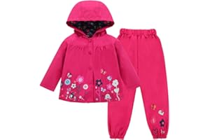 LZH Tuta impermeabile per neonate Tuta impermeabile con cappuccio Giacca e pantaloni Outwear
