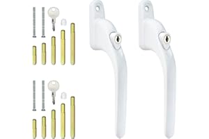 VONLUX 2Pcs Window Handles with Multi-Spindle, Window Locks Kit Double Glazing Window Handle Replacement, Universal Inline Locking Handles for UPVC Windows