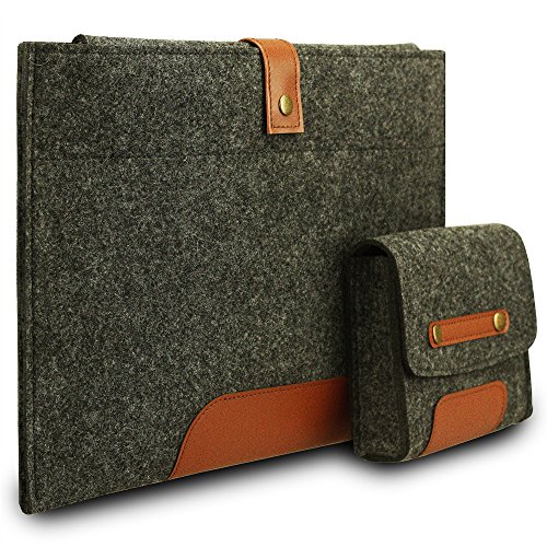 Makion Tragen Filz-Hülse Laptop Tasche Hülle Tasche mit XS Tasche für 13,3-Zoll-MacBook Air / Pro Retina und die meisten 11-13 "Ultrabook Netbook, dunkelgrau Sleeve