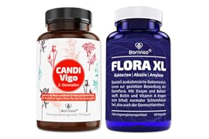 ‎BONVIGO BonVigo® Duo-Konzept: CandiVigo und Flora Darm XL je 60 Kapseln - Hausmittel 16-Pflanzen Naturkunde Komplex plus Flora Darm-Bakterien, Enzyme, Ballaststoffe - Perfekte Kombi zur Diät und Kur