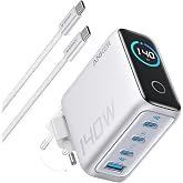 Anker 140W USB-C Şarj Cihazı, 4 Bağlantı Noktalı, &Ccedil;oklu Cihaz Hızlı Şarj G&uuml;c&uuml;, Gelişmiş GaN G&uuml;&ccedil; Kaynağı, Dokunmatik Kontrol, 