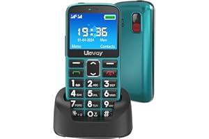 CHAKEYAKE Telefono Movil para Mayores con Teclas Grandes, GSM Fácil de Usar Celular para Ancianos, Doble SIM Teléfono Móvil Basico con Botón SOS, Base de Carga, Batería de 1000mAh, Cámara, Antorcha (Verde)