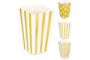 JOYSKY 24 sztuki pudełek na popcorn, małe pudełka na słodycze, papierowe torebki na popcorn, na przekąski, na imprezę, cukierki, popcorn, torebki na prezenty, Boże Narodzenie