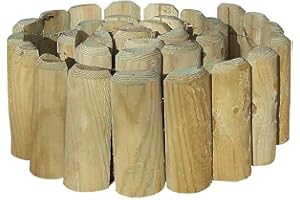 FAHD Traders Wooden Garden Border Edging Roll | Flexible Lawn & Flower Bed Fence | Pressure-Treated Timber | Durable & Easy to Install | Log Roll Garden Edging (1.8m x 15cm)