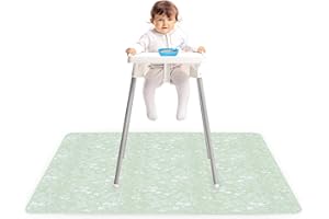 CBWERBB Baby Splash Mat for Under High Chair,51 Inch Waterproof Nonslip Baby Splat Floor Mat,Portableand Reusable Picnic Pad Table Cloth,Washable Messy Mats for Art/Crafts/Painting/Playtime(Green)