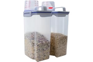 Zuiaso 2 contenitori per alimenti secchi, dispenser ermetico con beccuccio versatore, misurino dosatore per cereali, fagioli, farina, zucchero