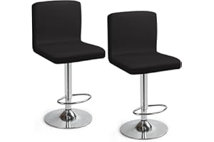 EOZAKAVOD Funda para Taburete de Bar 2 Piezas Fundas para Sillas de Bar Elásticas Funda para Silla de Comedor Lavables Cubierta de Taburete de Bar Fundas Sillas para Taburetes de Bar (Negro, 2 Piezas)