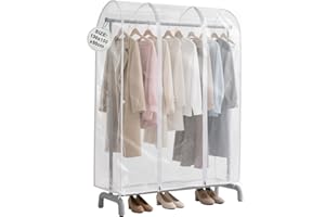 EXLECO Fundas Transparentes para Ropa 130 * 150 * 50 cm, Funda Protectora para Perchero con 2 Cremallera Funda Ropa Armario de PEVA Fundas para Armarios Funda Tendedero de Antihumedad y Antipolvo