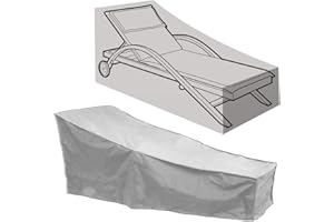 SYLC Funda Tumbona Jardin Impermeable, Cubierta para Tumbona Impermeable, Funda Tumbona Exterior, Resistente Al Viento, Anti-UV, Resistente Impermeable (Gris)