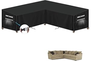 SIMPHAUS Pokrowiec na meble narożne, meble narożne, na sofę, pokrowiec ochronny, na sofę, meble ogrodowe, wodoszczelny, odporny na promieniowanie UV 420D Oxford, 285 x 285 x 99 x 80/60 cm