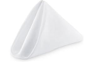 Weddecor 20 Inch White Cotton Polyester Table Napkin for Home, Hotel, Dinning, Wedding, Banquet, Party, Events, Hemmed Edges Lightweight & Machine Washable, Single