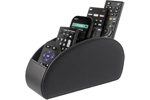 WAYIFON Fernbedienungshalter mit 5 Taschen, Große Halterung für TV, DVD,4K Stick und Bluray Fernbedienungen, Fernbedienung Aufbewahrung für Stifte,M-Schwarz