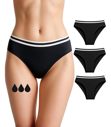 SELENACARE Intimo moderno Hipster – Biancheria intima mestruale da donna, lavabile, 100% vegano, sostenibile, assorbente, 25 ml, nero, taglia S (EU 32/34