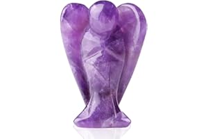 AITSITE Amethyst Crystal Angel Figurine, Healing Gemstone Angel Figurine, 1.5inch Purple Ornament for Living Room Office Desk Decor, Crystal Gifts for Women Men Christmas