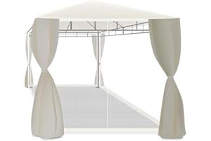 FRANKYSTAR Beusi - tonnelle de jardin 3 x 2 m en fer avec bâche en polyester, 4 rideaux latéraux et 4 moustiquaires avec fermetures éclair et lacets