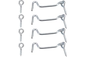 ZXUEZHENG 4Pcs 1.5 inches Cabin Latch and Hook Eye Gate Door Swivel Window Door Hook with Mounting Screws