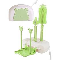 Egouttoir à Biberons COUNIUS 8-en-1 - Support Séchage + Brosses Nettoyage - Portable Marron - Idéal Voyage