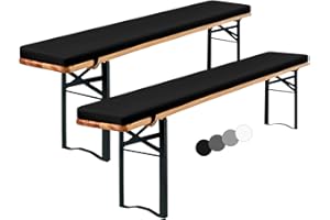 ‎SHOWGEOUS Showgeous 2er-Pack Bierbankauflage Gepolstert für Bierzeltgarnitur Bankauflage 220x25x2cm XL Waschbare Bierbankauflagen Gepolstert Auflage für Biertisch & Partyzeltgarnitur(Schwarz,Wasserabweisend)