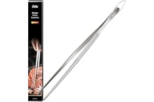 iNeibo Pince Cuisine Pince Barbecue Pince Cuisine INOX Premium Pincettes Cuisinier Pince du chef Utilisée comme Pince a Dresser Pince à Friture Pince Saucisse 1PC Pince Fine 30 cm Pointue