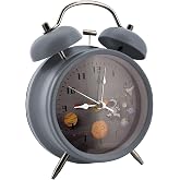 Coverzone Modern Siyah Renkli &Ccedil;alar Saat Işıklı Dekoratif Y&uuml;ksek Sesli Mekanik Alarm Sesli Siyah Renk Coverzone Işıklı &Ccedil;alars