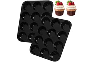 WUFANC Lot de 2 moules à muffins en silicone - Résistants à des températures allant de -40 °C à 230 °C - Moule à muffins en silicone - Pour une utilisation alternative - Moules à muffins en papier