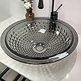 InArt Moduler Vanity Crystal Glass Wash Basin/Glossy Finish/Bathroom Sink/Vessel Sink Black/Table Top Wash Basin/Wash Basin For Bathroom Bowl 16x16 For Bathroom/Washroom
