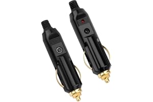 BUZUYIWAR 2 Pièces Prises Mâles pour Allume-cigares 12V/24V USB Adaptateur Male avec Fusibles 20A et Voyant Led Connecteur Universel en Bakélite pour Voiture, Pompe à Air, Bateau, Moto, Accessoires Auto