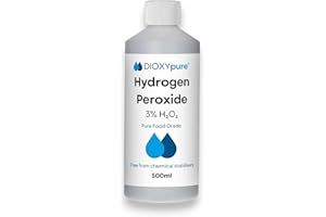 DIOXYPURE Peroxyde d'hydrogène de qualité alimentaire 3% - 500 ml - H2O2 - Eau oxygénée - Sans stabilisateurs ni additifs - Nettoyant naturel multi-usage - Bouchon sécurité enfant