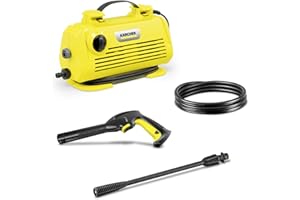 Kärcher K 2 Horizontal Pressure Washer, Pressure: max. 110 bar, Flow Rate: 360 l/h, Area Coverage: 20 m²/h, Water Filter, Weight: 3.5 kg, high-Pressure Hose and Gun, Vario Power Jet Spray Lance