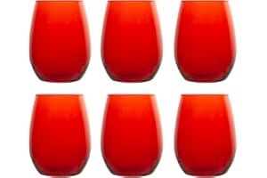 Pasabahce Amber – Set 6 Bicchieri in Vetro Rosso, 35 cl, Idea Natale elegante, Lavabili in Lavastoviglie