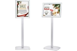 Mutualsign Infoständer DIN A4, Plakatständer mit stabiler Basis, bodenstehender Posterständer für Menü/Mitteilungen/Display, Outdoor-Willkommensschild-Halter, Ständer für Plakate und Werbung, Silber