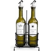 Orret Home 750 ml 2&rsquo;li Yağdanlık Seti ve Siyah Metal Stand, Zeytinyağı Ay&ccedil;i&ccedil;ek Yağı Şişesi, Sızdırmaz Kapaklı Cam Yağlık Sirk