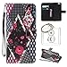 Produktbild für iPhone 6 (4,7 Zoll) Hülle Brieftasche Schutzhülle, Malerei PU Lederhülle Flip Hülle im Bookstyle Cover Schale Stand Ständer Etui Karten Slot Schutzhülle Tasche Wallet Case für Apple iPhone 6S (4,7 Zoll) +Schlüsselanhänger (W) (10)