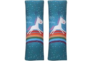 MUROAD 2 Pièces Cartoon Style Protege Coussin Ceinture de Securite pour Enfant,Ajusteur de Fourreau Ceinture Sécurité pour Enfant,Licorne