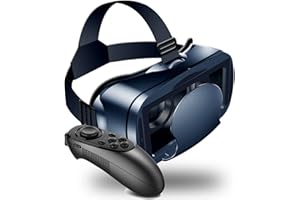 LAZMIN112 Okulary Wirtualnej Rzeczywistości, Ochrona Oczu Przed Niebieskim światłem, Zestaw Słuchawkowy 3D VR Pro z Pilotem, Okulary VR do Telefonu Komórkowego