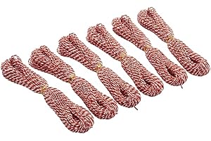 KOMONEE 6 Rolls Red & White Striped Wrap Strings Ribbon Twine 60m – Xmas Jute Bind Twine for Wrapping Packaging Craft DIY Decorations – Home Made Present Tie Up