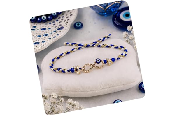CraftVatika Evil Eye Rakhi Set for Brother- Designer Infinity Kundan Pearl Rakhis for Brother Bhaiya Bhai Bro Sister Boy Men