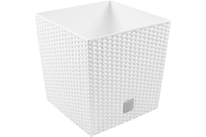 PROSPERPLAST Maceta Rato 64 litros con cubilete para plantar en color blanco 40 x 40 x 40,8 cm.