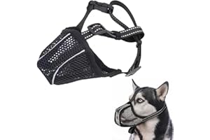 LILIKAI Museliere pour Chiens,Muselière Chien,Musoliaire Chien,Muselière en Nylon Réglable,Museliere Anti Aboiement Masque pour Animaux Compagnie,Empêche de Mâcher,Manger, Mordre Couvre Muselière pour Chien