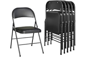 A.M.C. Set di 6 Sedie Pieghevoli, Sedia Pieghevole Salvaspazio, Sedia da Scrivania per L'ufficio con Imbottitura, Ideale per Esterno con Robusta Struttura in Metallo, Portata 140 kg