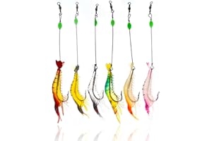 HALF FOREST Camarón Biónico Luminoso Señuelo de Pesca Artificial, Pesca con Anzuelos Afilados para Cañas de Cebo, de Roca, de Mar, de Mano, Pesca Mesa (6 Pc)
