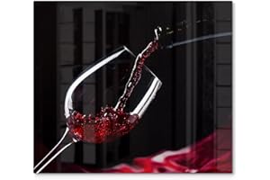 DEQORI Placa de cristal para cubrir vitrocerámica, de una sola pieza, 60 x 52 cm, diseño de vino tinto vertido en el vaso, placa de vitrocerámica para cocina, cubierta universal | placa de cristal y