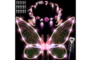 AOOWU Ali da Fata a Forma di Farfalla, 5 Pezzi Ali di Fata Luminose, Ali di Farfalla, Ali di Ragazze, Ali Fata Donna Bambina, per Carnevale Halloween Natale Gioco di Ruolo Festa
